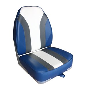 DELUXE HIGH BACK BOAT SEAT - BLUE / CHARCOAL / WHITE
